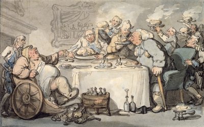 Las comodidades de Bath: Gourmet gotoso en la cena de Thomas Rowlandson